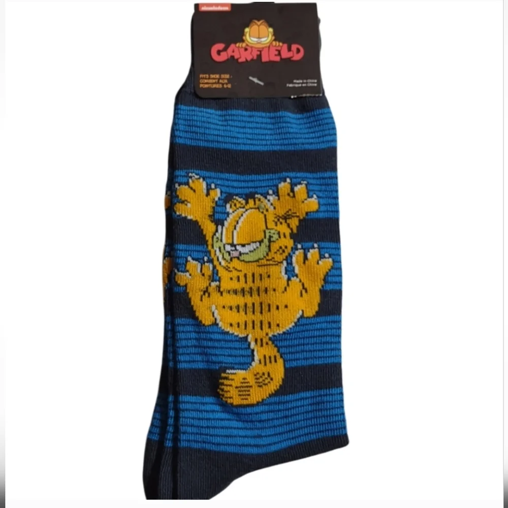 Garfield Striped Crew Socks Unisex Nostalgia Bundle And Save